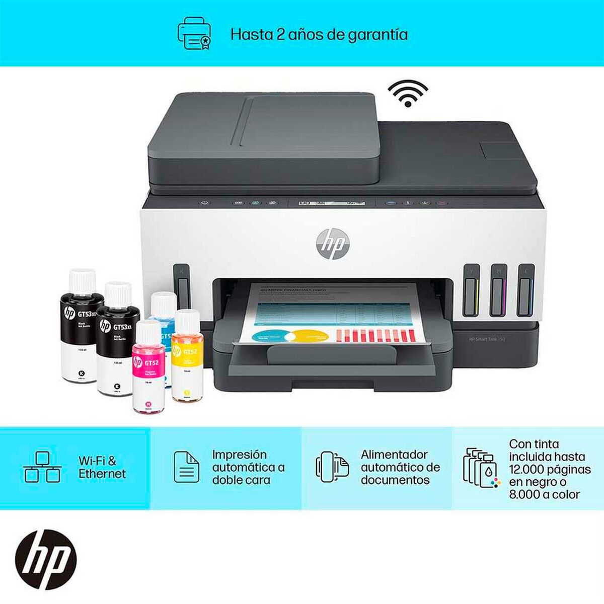 Multifuncional HP Tanque de Tinta Smart Tank 750