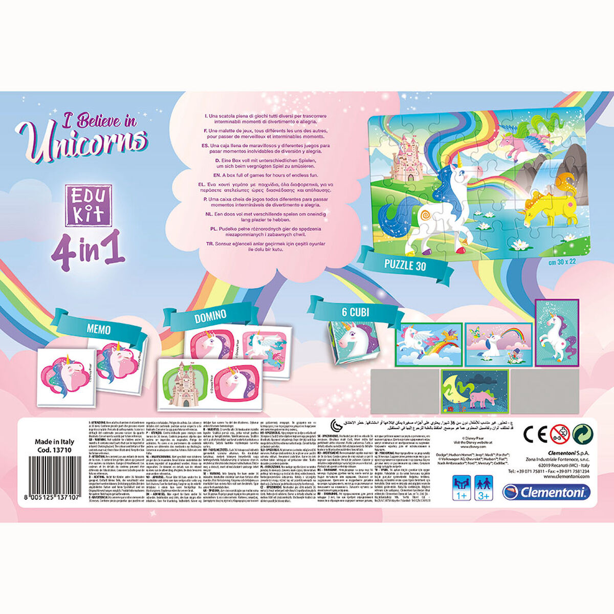 Juego de mesa Clementoni Edukit 4 in 1 - Unicorns