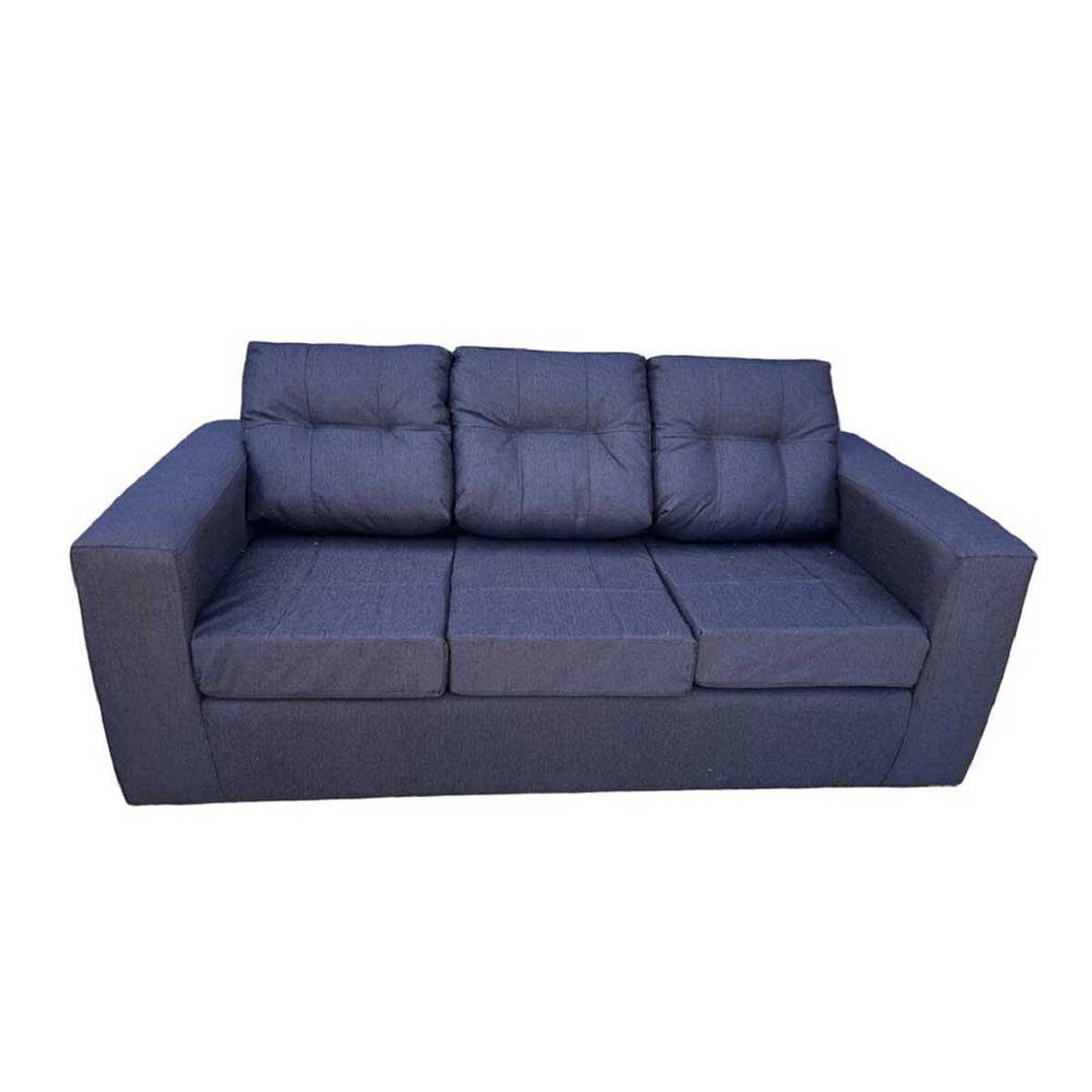 Juego de Living Kea Nize Sofá 3 Cuerpos + Dos Pouf Tela Negro