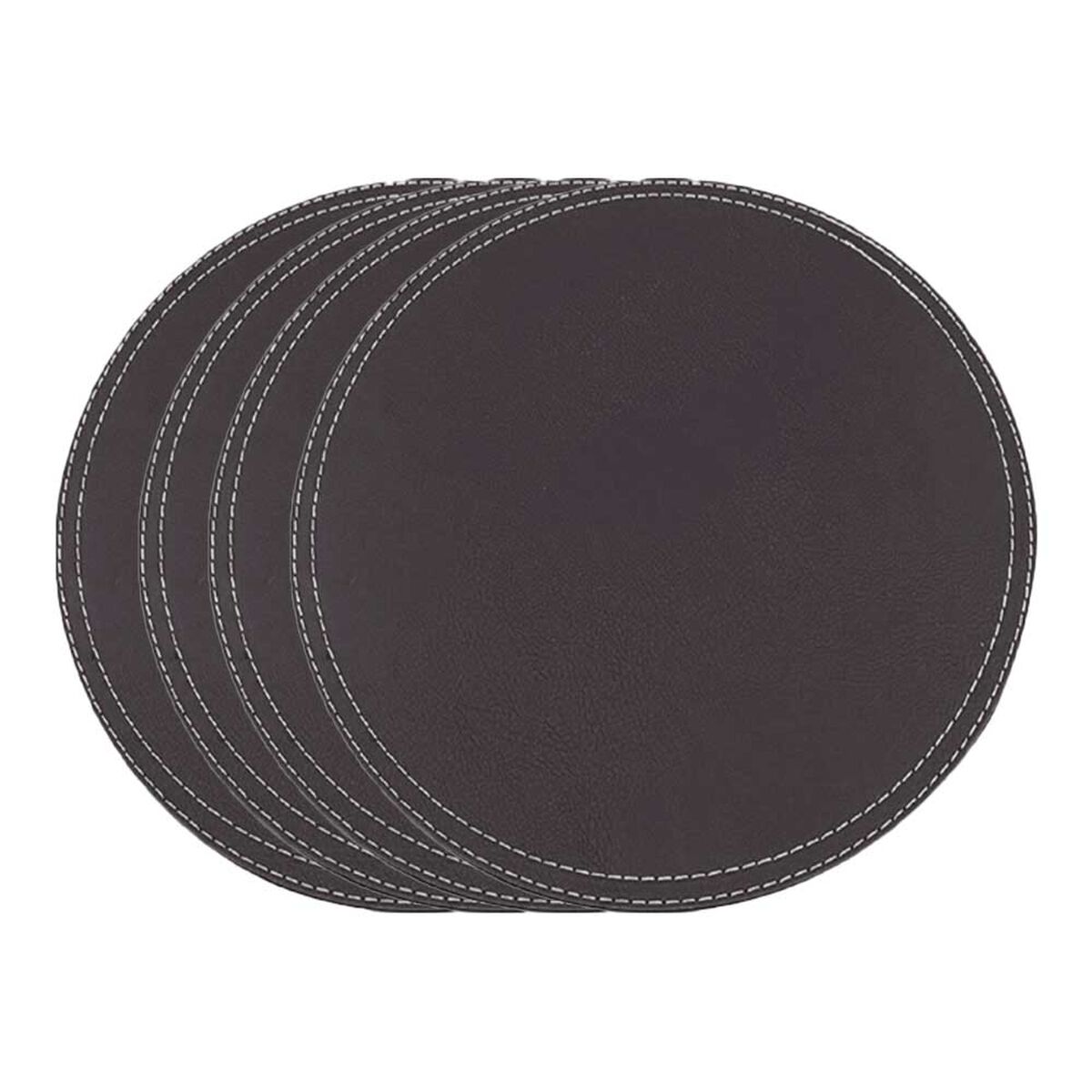 Set 4 Individuales Doral Eco Cuero Redondo 38 cm Negro