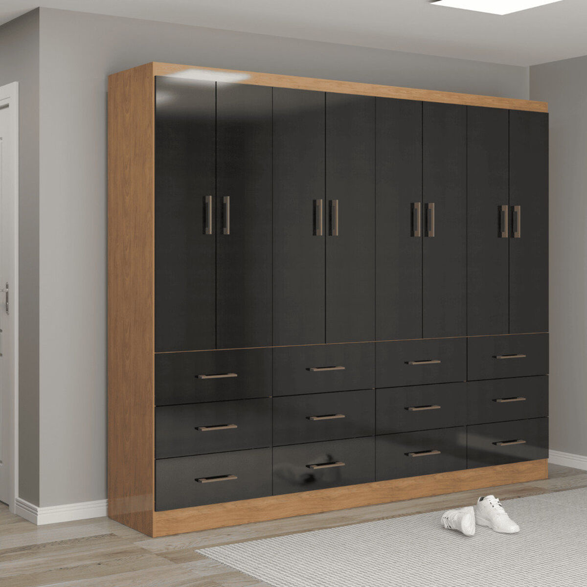 Cl&oacute;set Exit 8 Puertas 12 Cajones Caf&eacute; Negro