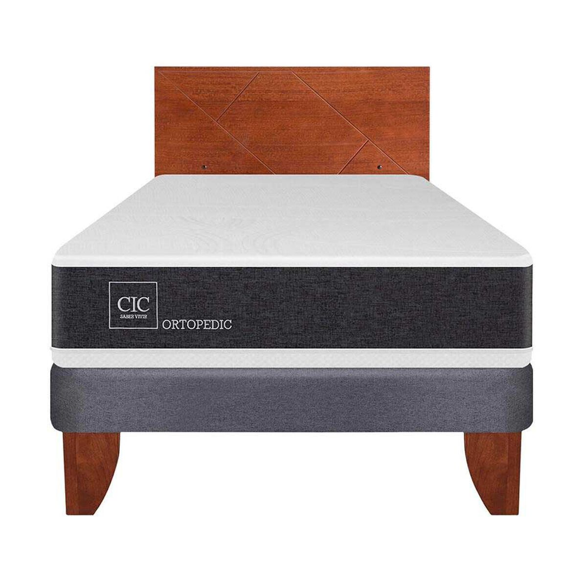 Cama Europea CIC 1,5 Plazas Ortopedic + Respaldo New Villarrica