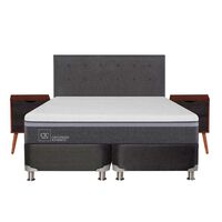 Box Spring CIC 2 plazas Ortopedic Advance + Respaldo + velador Eufrates