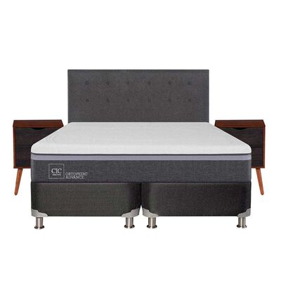 Imagen 1 del producto Box Spring CIC 2 plazas Ortopedic Advance + Respaldo + velador Eufrates