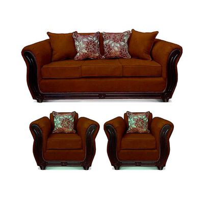 Imagen 1 del producto Juego de Living Elegant Detail Girona Sofá 3 Cuerpos + Dos Sillones 1 Cuerpo Café
