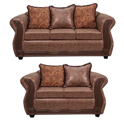 Imagen 1 del producto Juego de Living Black Factory Sofia Sofá 3 Cuerpos + Sofá 2 Cuerpos Café