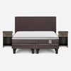 Cama Europea Rosen 2 Plazas New Style 4 + Respaldo + 2 Veladores Caf&eacute;