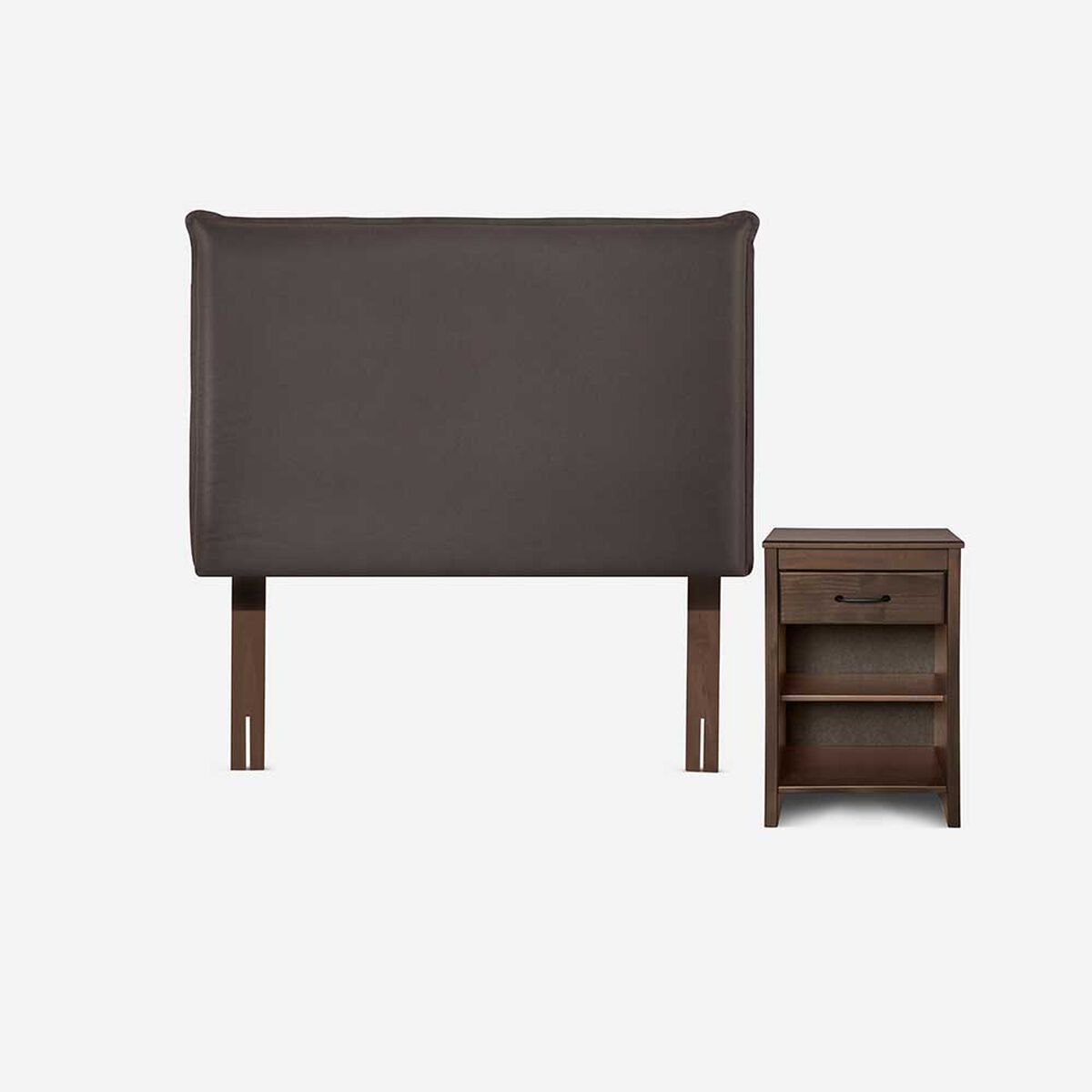 Cama Nido Rosen 1,5 Plazas New Ergo T + Respaldo + Velador Maurice Chocolate