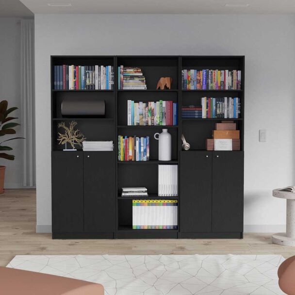 2 Estantes 2 Puertas + Estante 5 Repisas TuHome Home Wengue