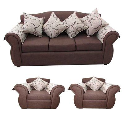 Imagen 1 del producto Juego de Living Almore San Ramon Sofá 3 Cuerpos + Dos Sillones 1 Cuerpo Café