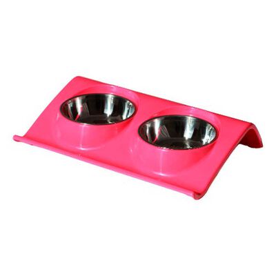 Plato Melamina Doble Z Talla M Fucsia Perro Mascan