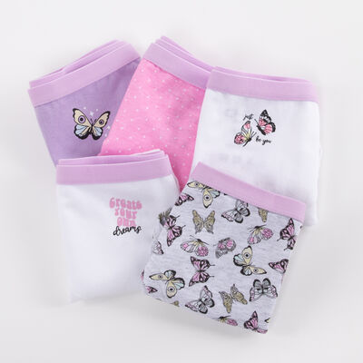 Imagen 1 del producto Pack 5 Calzón Pantaleta de Algodón Niña Chess Blanco, Café, Gris