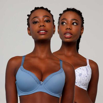 Pack 2 Sosten Copa C Intime Azul, Lavanda, Negro