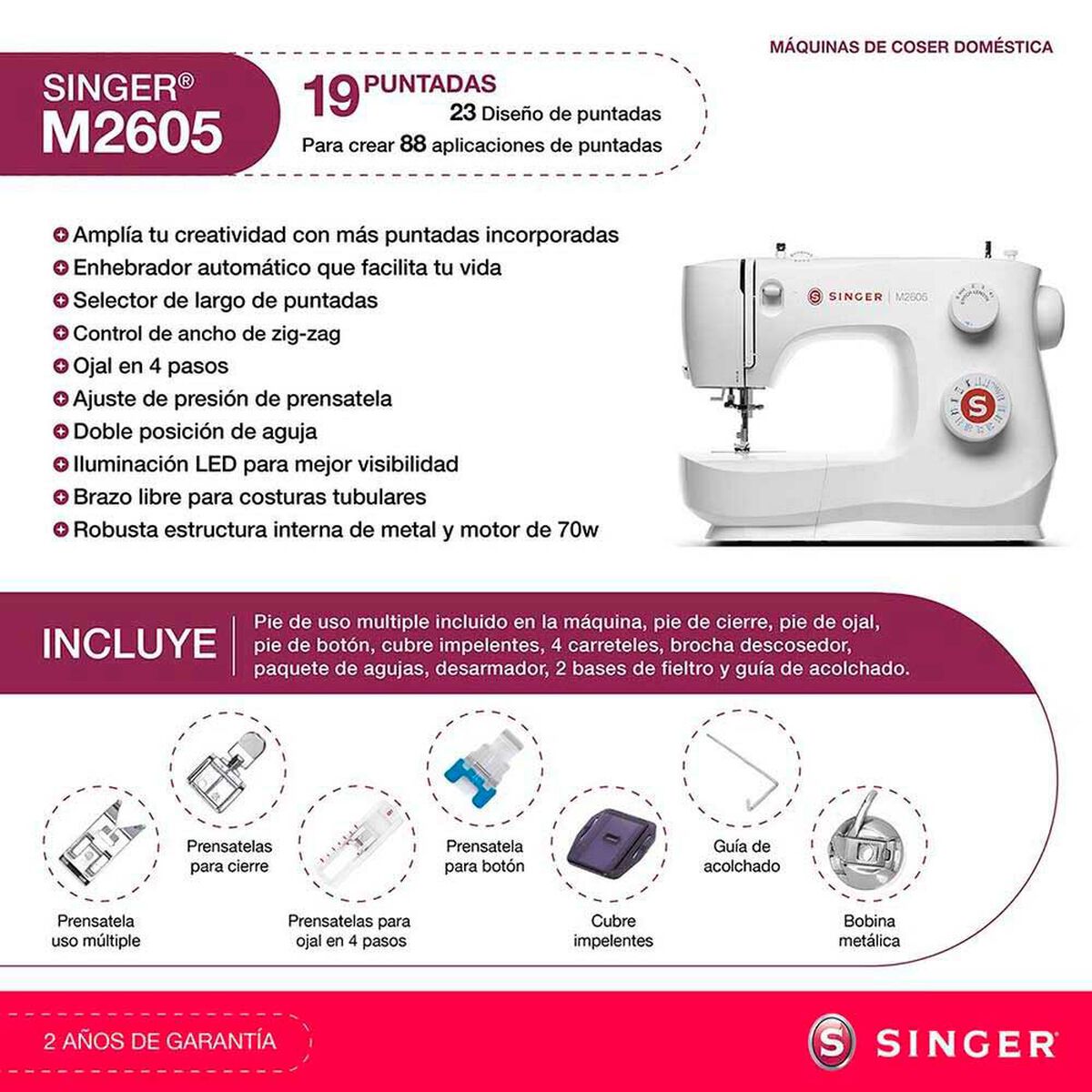 M&aacute;quina de Coser Brazo Libre Singer M 2605