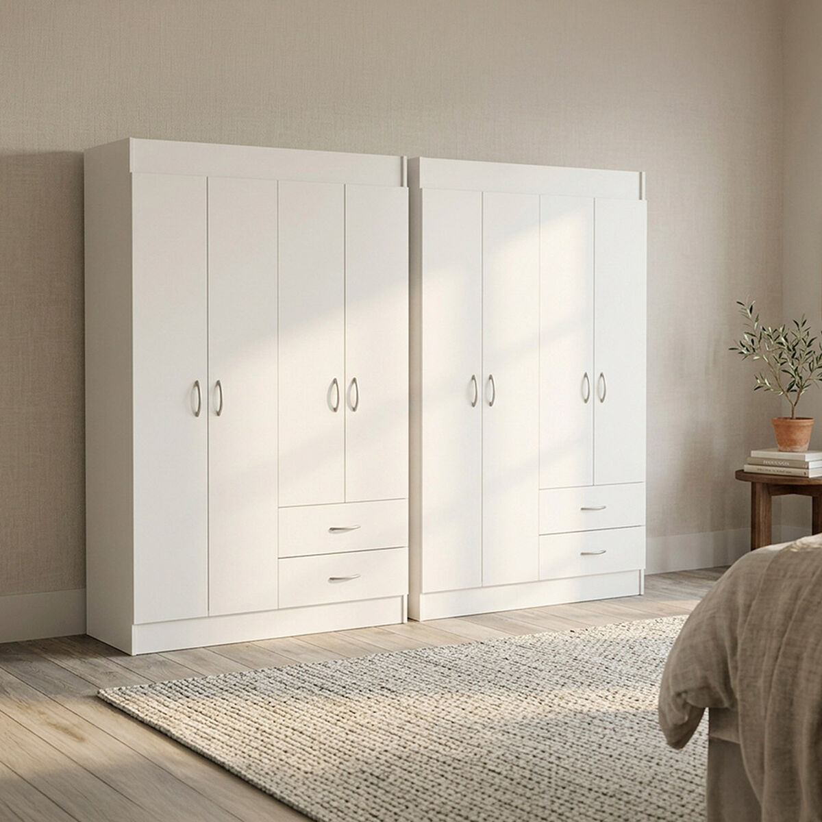 Combo 2 Closet Stanford 4 Puertas 2 Cajones Blanco
