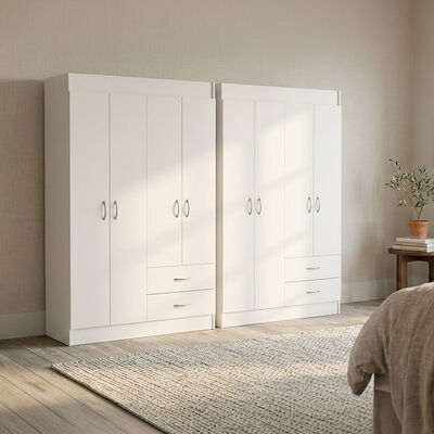 Combo 2 Closet Stanford 4 Puertas 2 Cajones Blanco