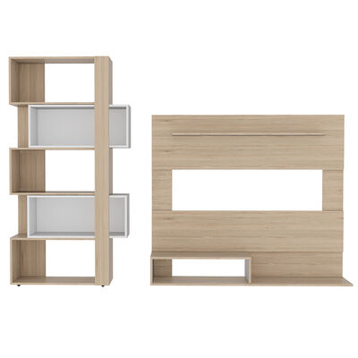 Imagen 1 del producto Panel TV + Biblioteca TuHome Beijing Rovere Blanco