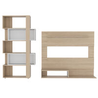 Panel TV + Biblioteca TuHome Beijing Rovere Blanco