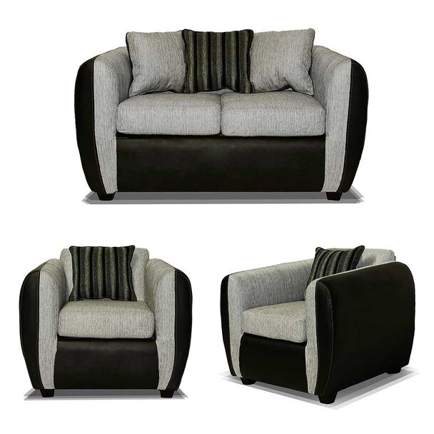 Juego de Living Elegant Detail Oklahoma Sofá 2 Cuerpos + Dos Sillones 1 Cuerpo Gris Plata