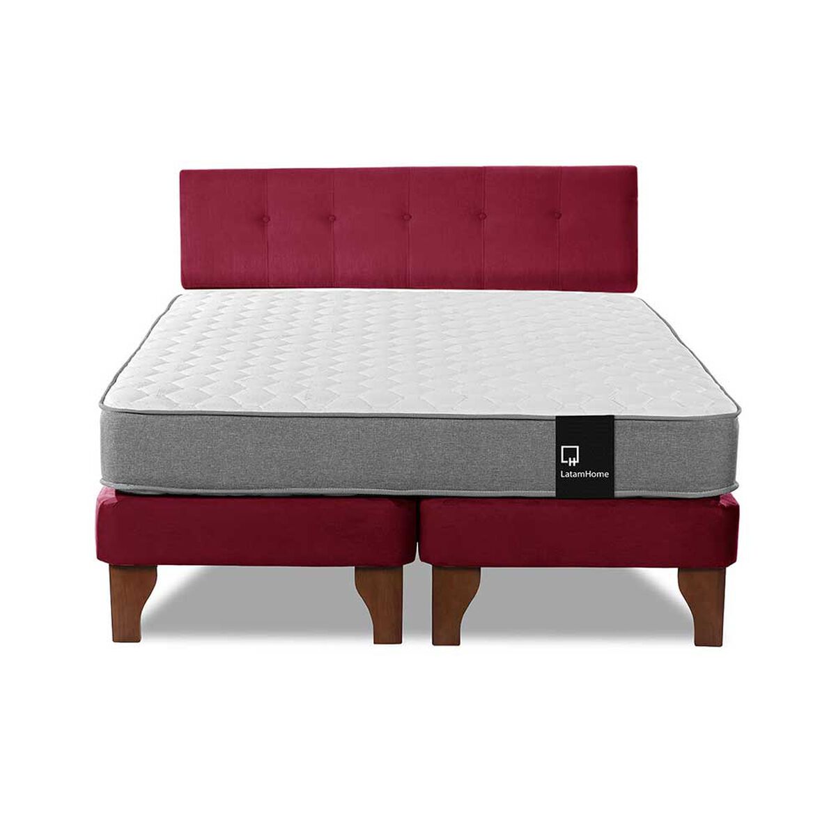 Cama Europea Latam Home Base Dividida 2 Plazas Zen Best Burdeo + Respaldo