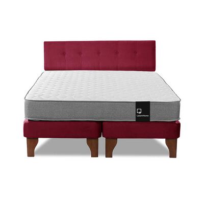 Imagen 2 del producto Cama Europea Latam Home Base Dividida 2 Plazas Zen Best Burdeo + Respaldo