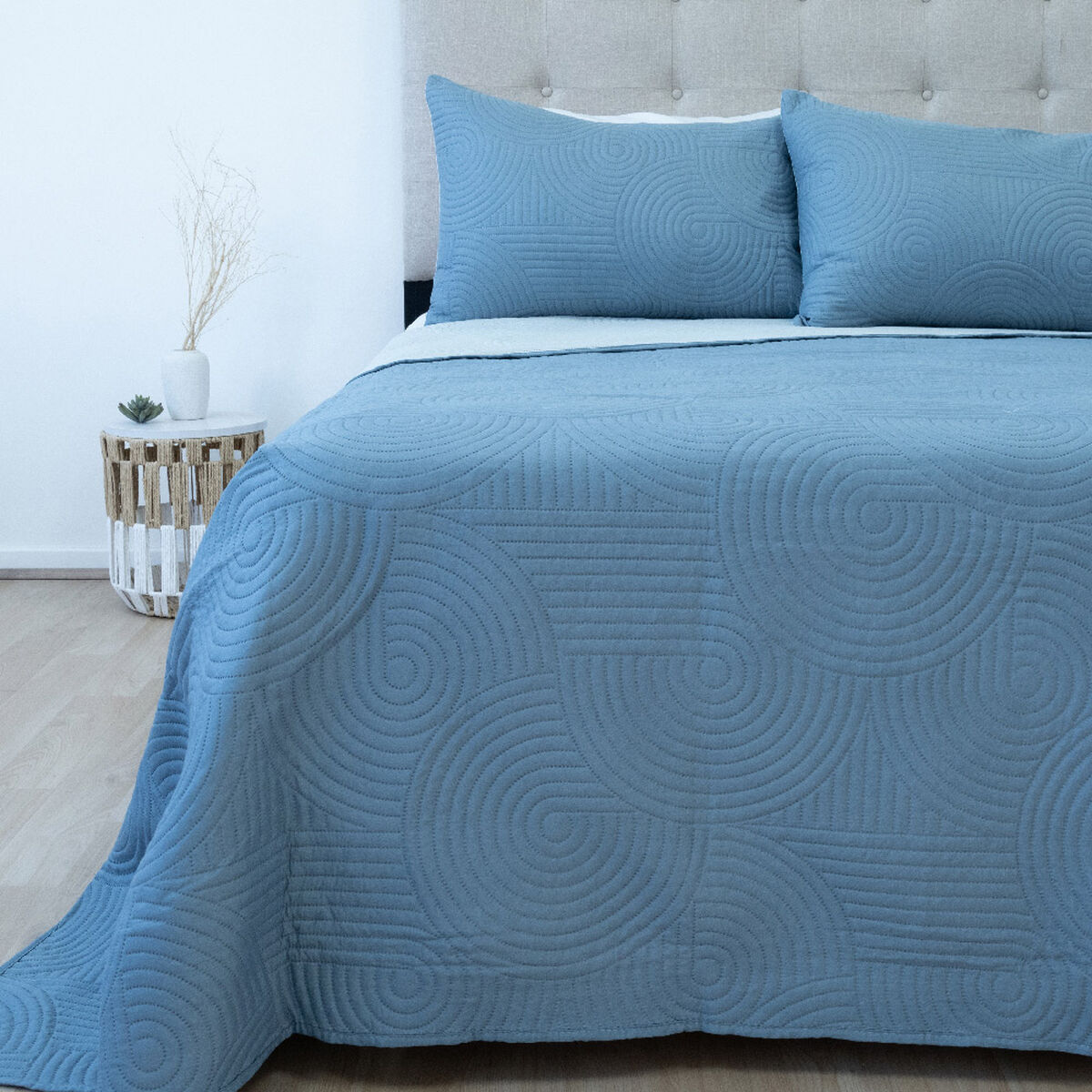 Quilt Doral Hotpress Bi-Color King Azul-Gris