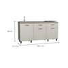 Mueble de Cocina Lavaplatos TuHome Gante 3 Puertas 2 Cajones Rovere Niebla