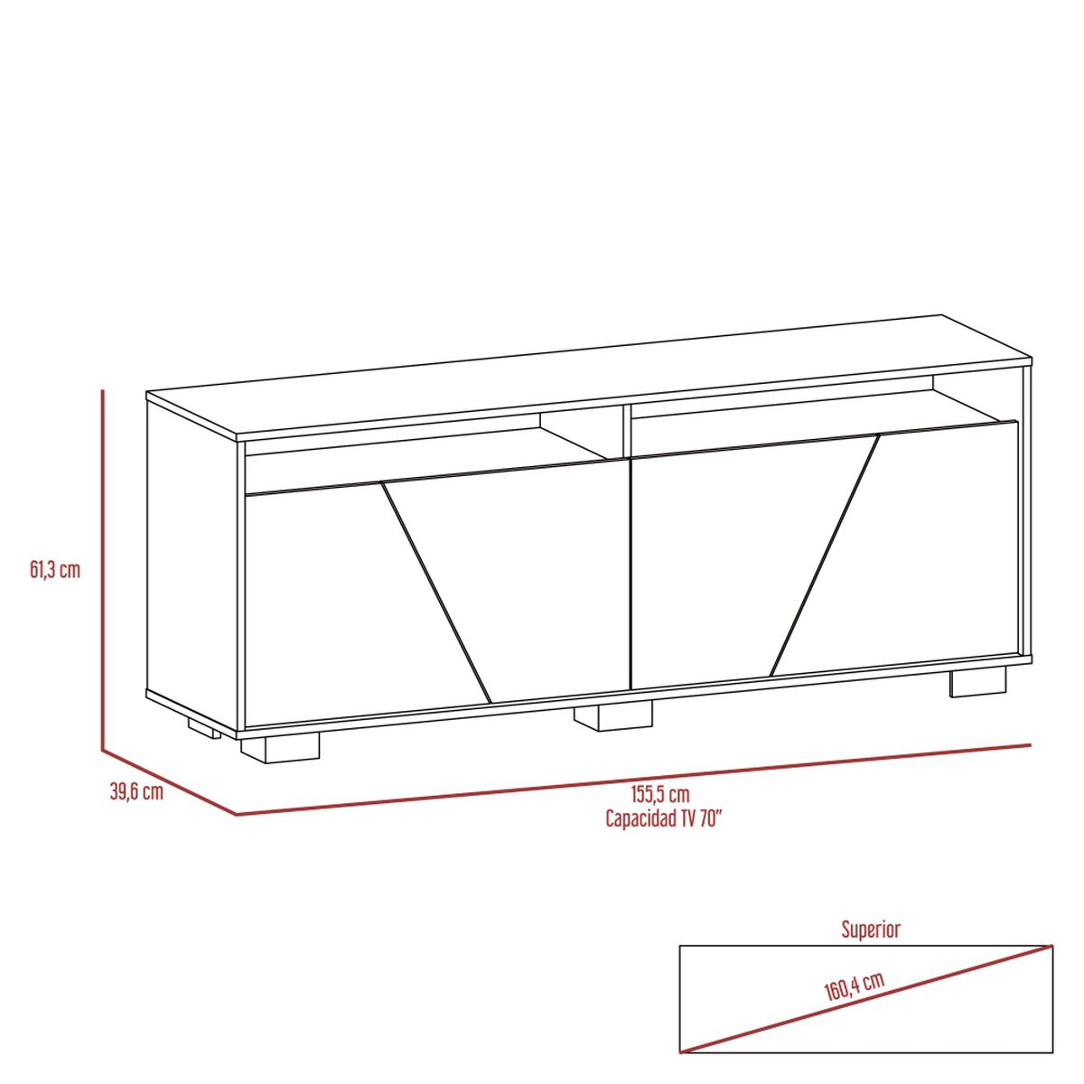 Rack TV Hasta 70" + Arrimo TuHome Fraktal