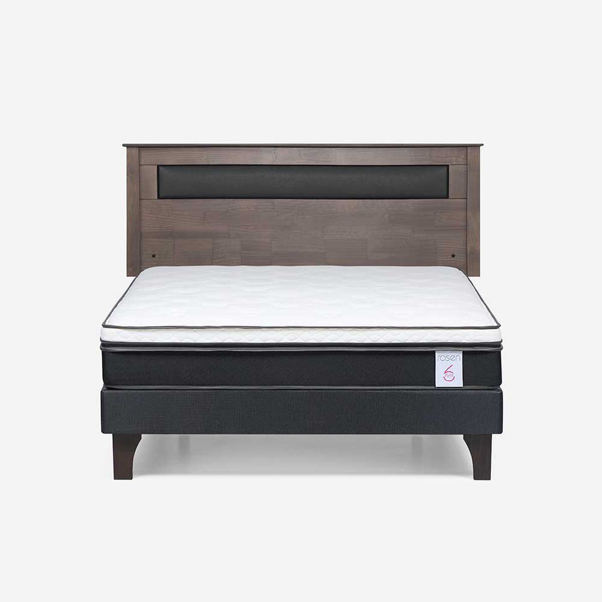 Combo Cama Europea Rosen 2 Plazas New Style 6 BN + Respaldo Ferrara