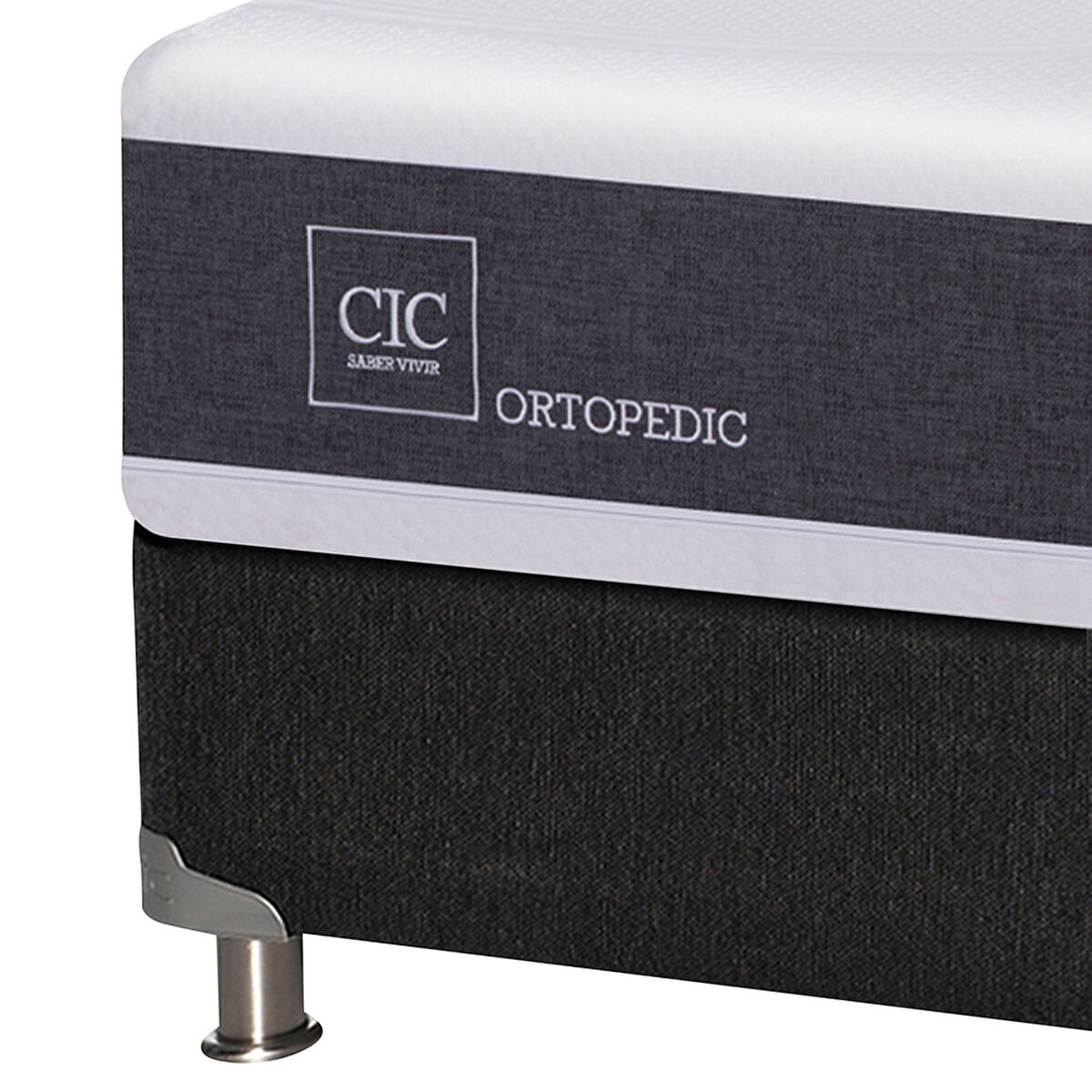 Box Spring CIC 1,5 Plazas New Ortopedic + Respaldo + Velador New Torino