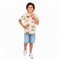 Polera Manga Corta Niño Cutback Amarillo, Azul, Grafito, Gris