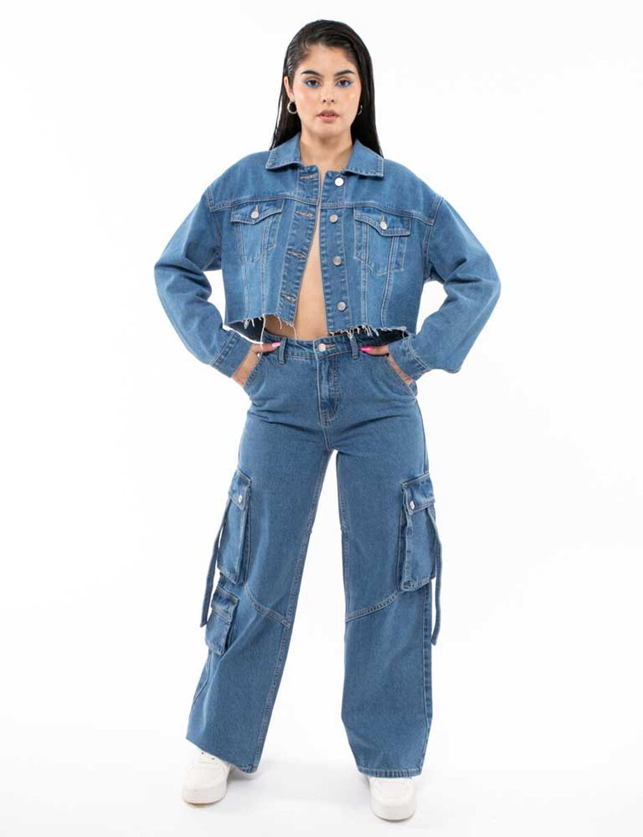 Jeans Recto Cargo Mujer Icono