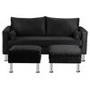 Juego de Living Bodevir Sky Felpa 12 Sofá 3 Cuerpos + Dos Pouf 1 Cuerpo Negro 