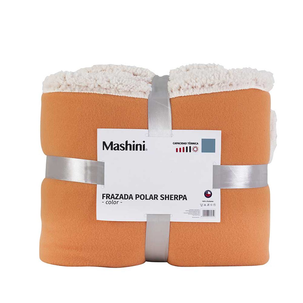 Frazada Polar Sherpa Mashini 1,5 Plazas Liso Naranjo