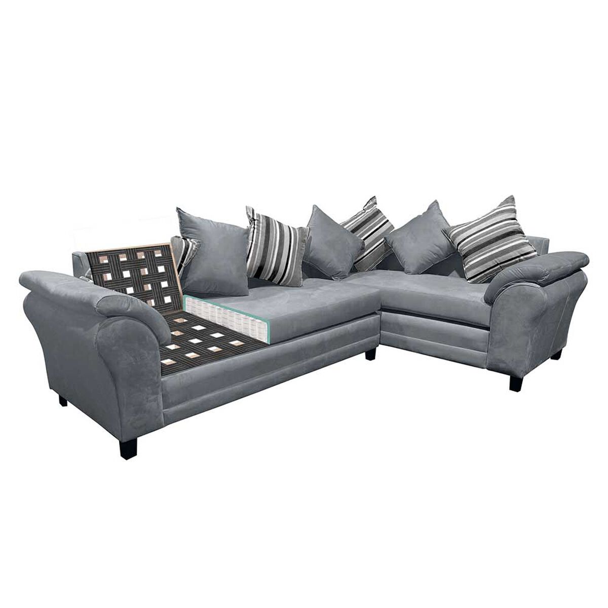 Sofá Seccional Derecho Living Factory Capri 5 Cuerpos Gris