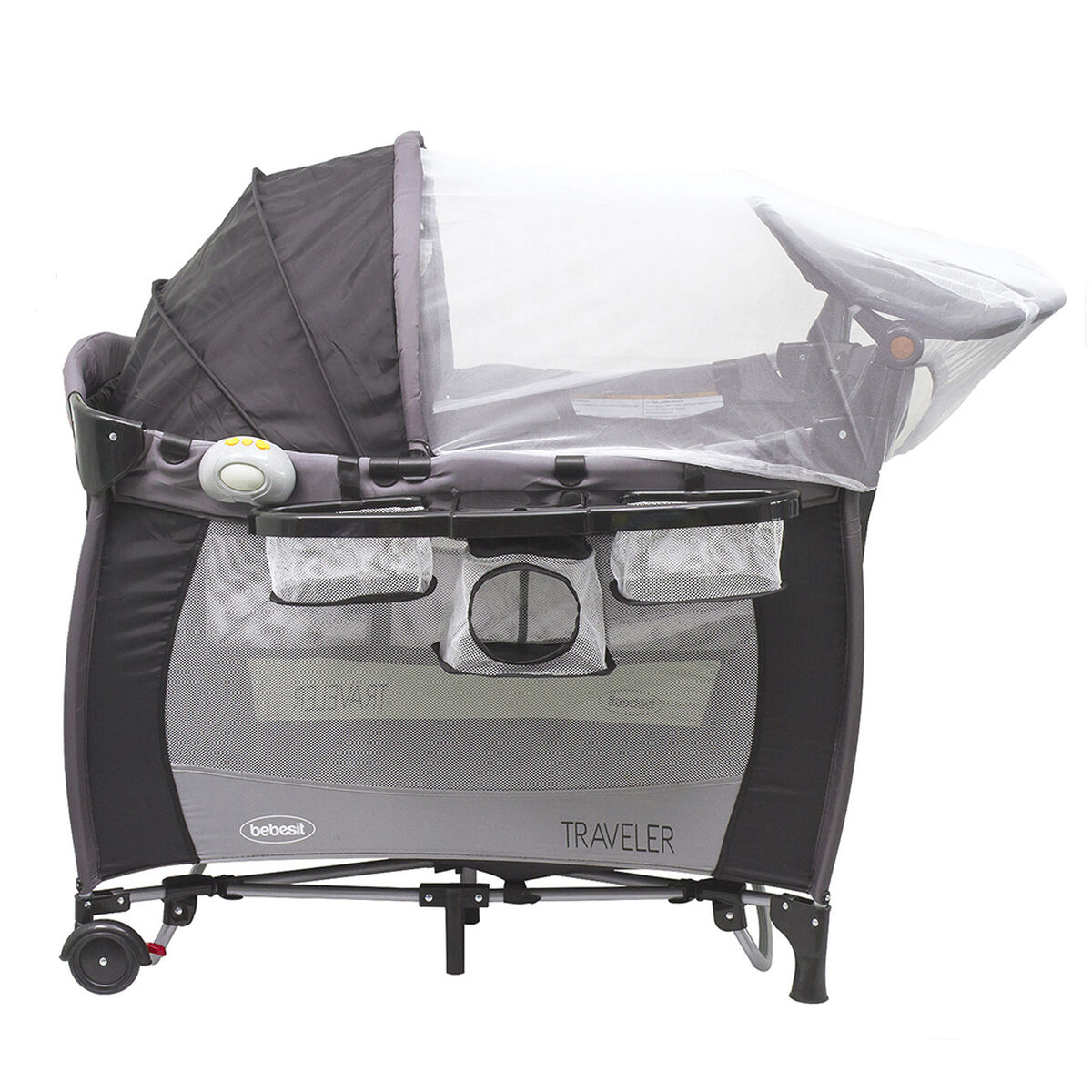 Cuna Corral Con Mudador Pack & Play Traveler Gris Bebesit