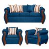 Juego de Living Ruzam Mobel Begoña Sofá 3 Cuerpos + Dos Sillones 1 Cuerpo Lino Azul