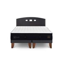 Cama Europea CIC Base Dividida 2 Plazas Súper Premium + Respaldo Gales Negro
