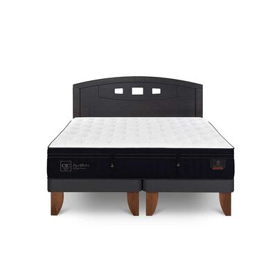 Imagen 1 del producto Cama Europea CIC Base Dividida 2 Plazas Súper Premium + Respaldo Gales Negro