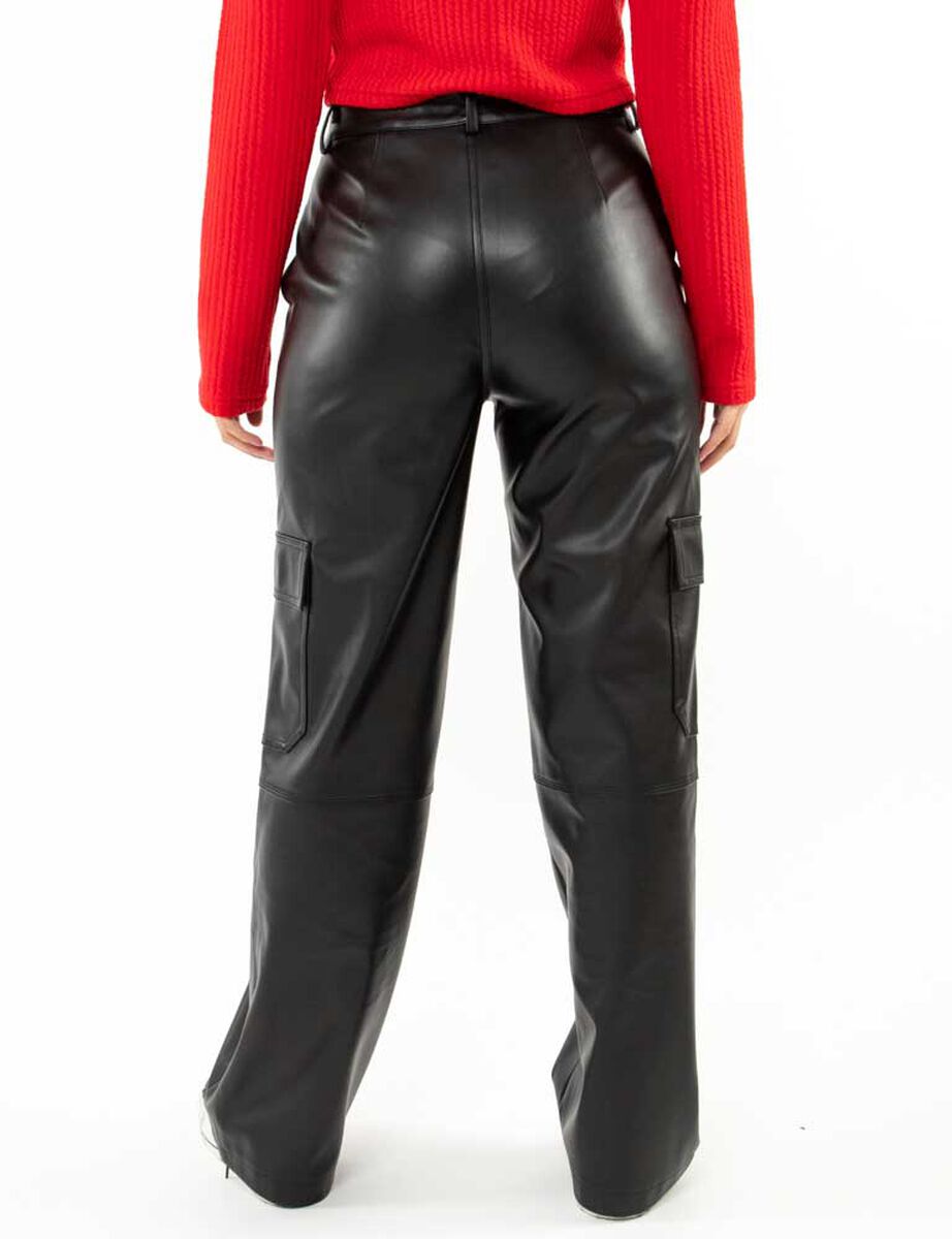 Pantalón Recto Ecocuero Mujer Icono