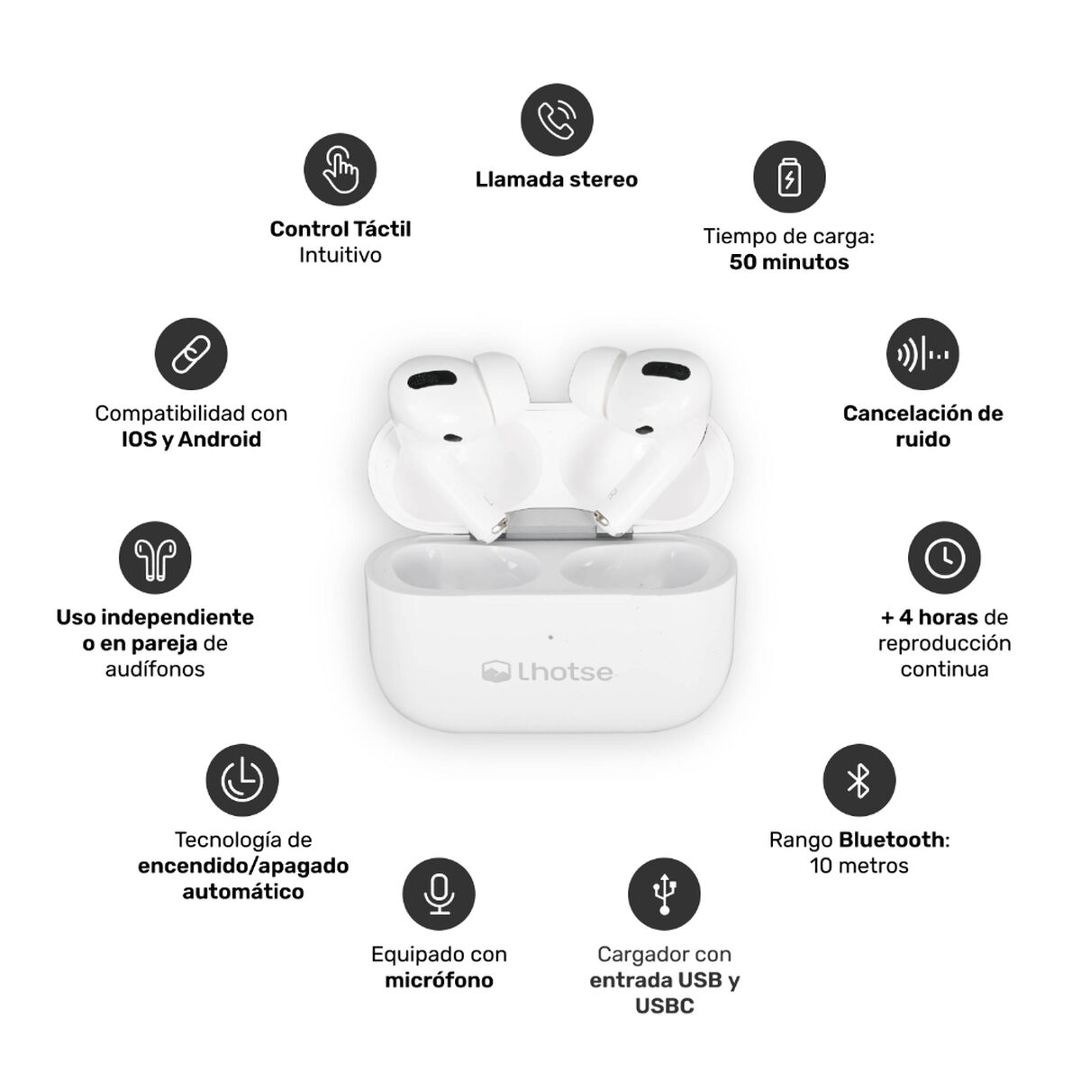 Kit Smartwatch Lhotse Vibe 05 Cream + Audífonos Blanco