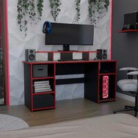 Escritorio Gamer TuHome Keria Wengue Y Rojo