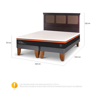 Imagen 2 del producto Cama Europea CIC Base Dividida 2 Plazas Bee Comfort + Respaldo