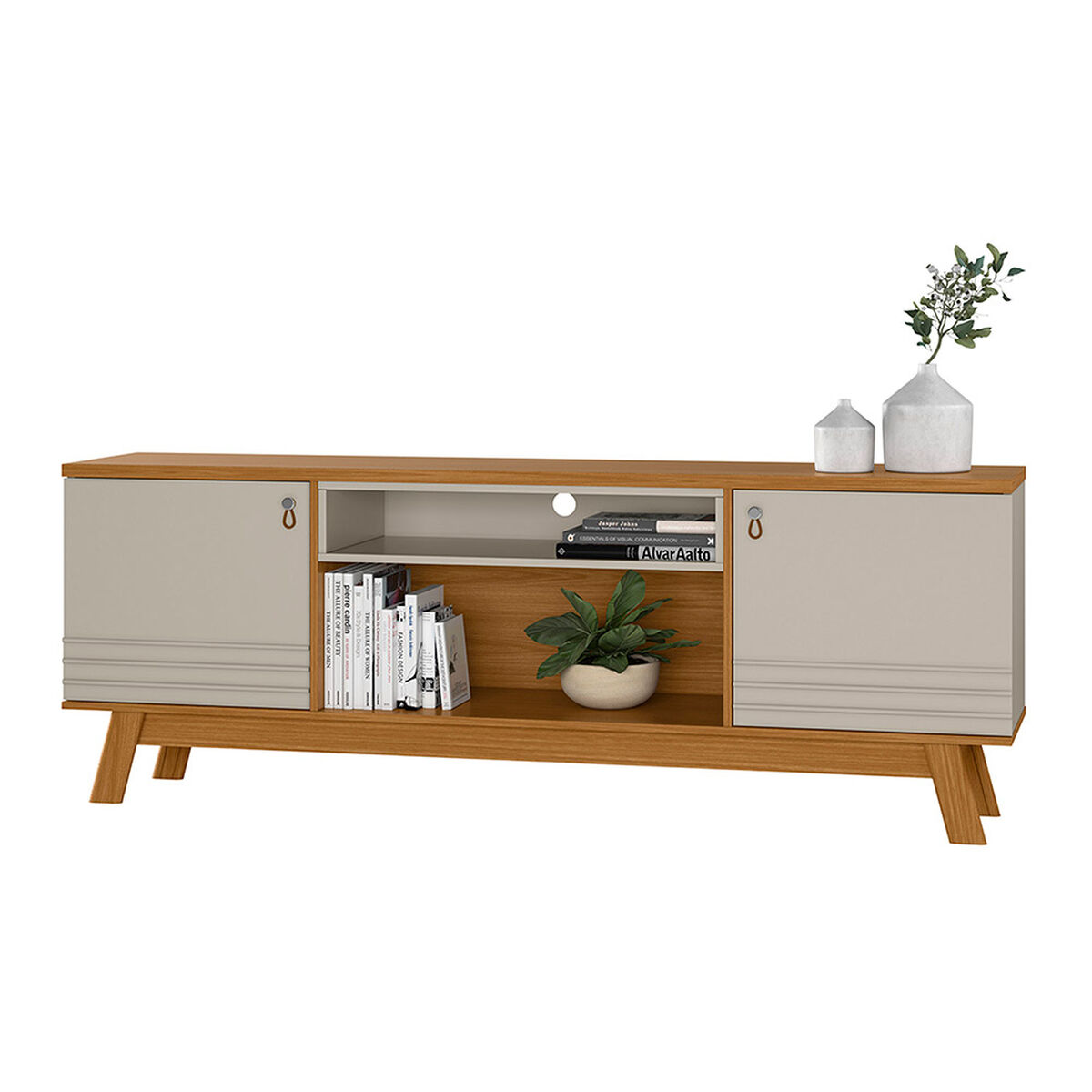 Rack TV Di Poretti Design Colorado Hasta 75" Caf&eacute; Claro