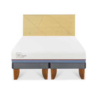 Imagen 1 del producto Cama Europea CIC Base Dividida 2 Plazas Excellence Plus + Respaldo Villarrica Mostaza