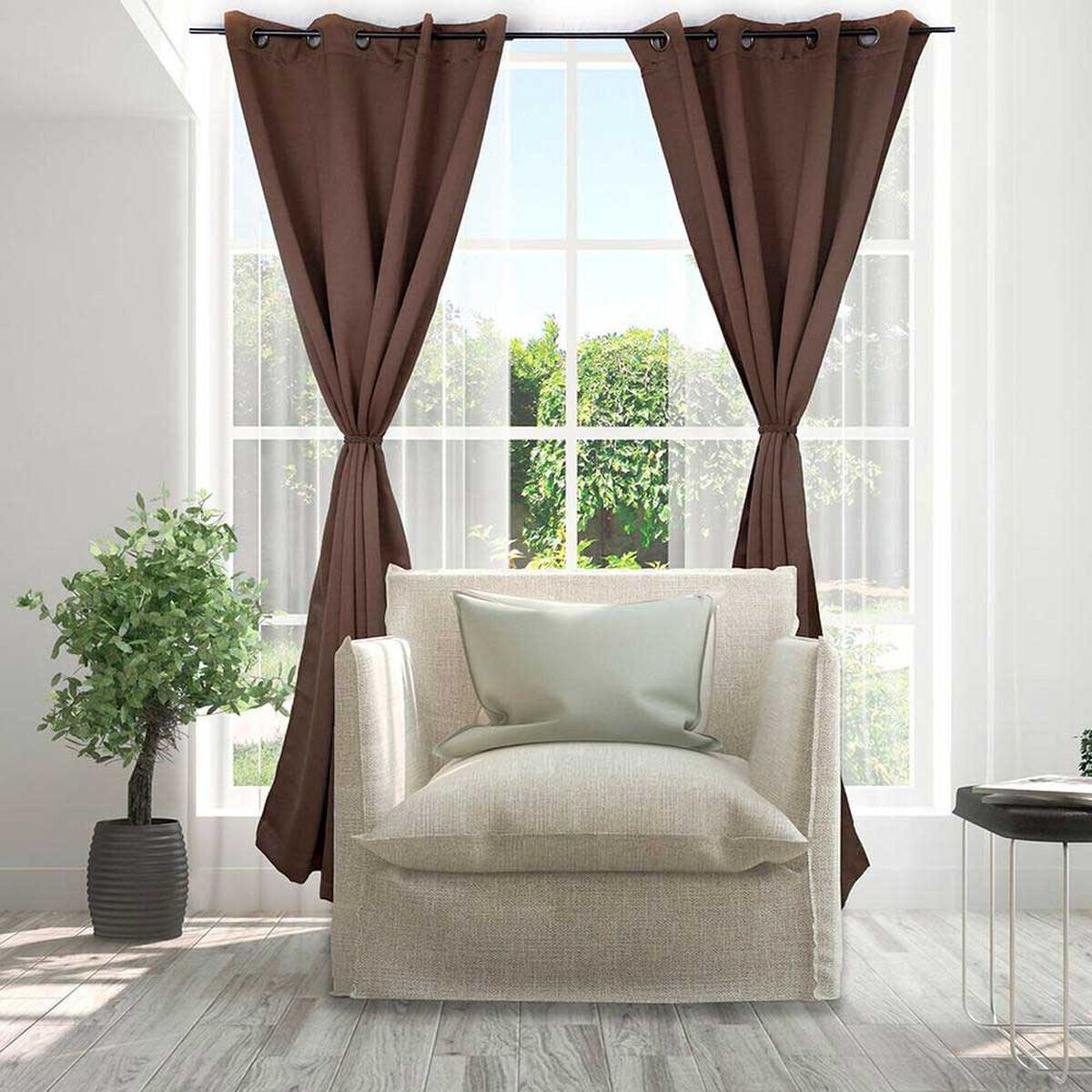 Set Cortinas Doral Black Out Victoria  220 x 140 cm Caf&eacute;