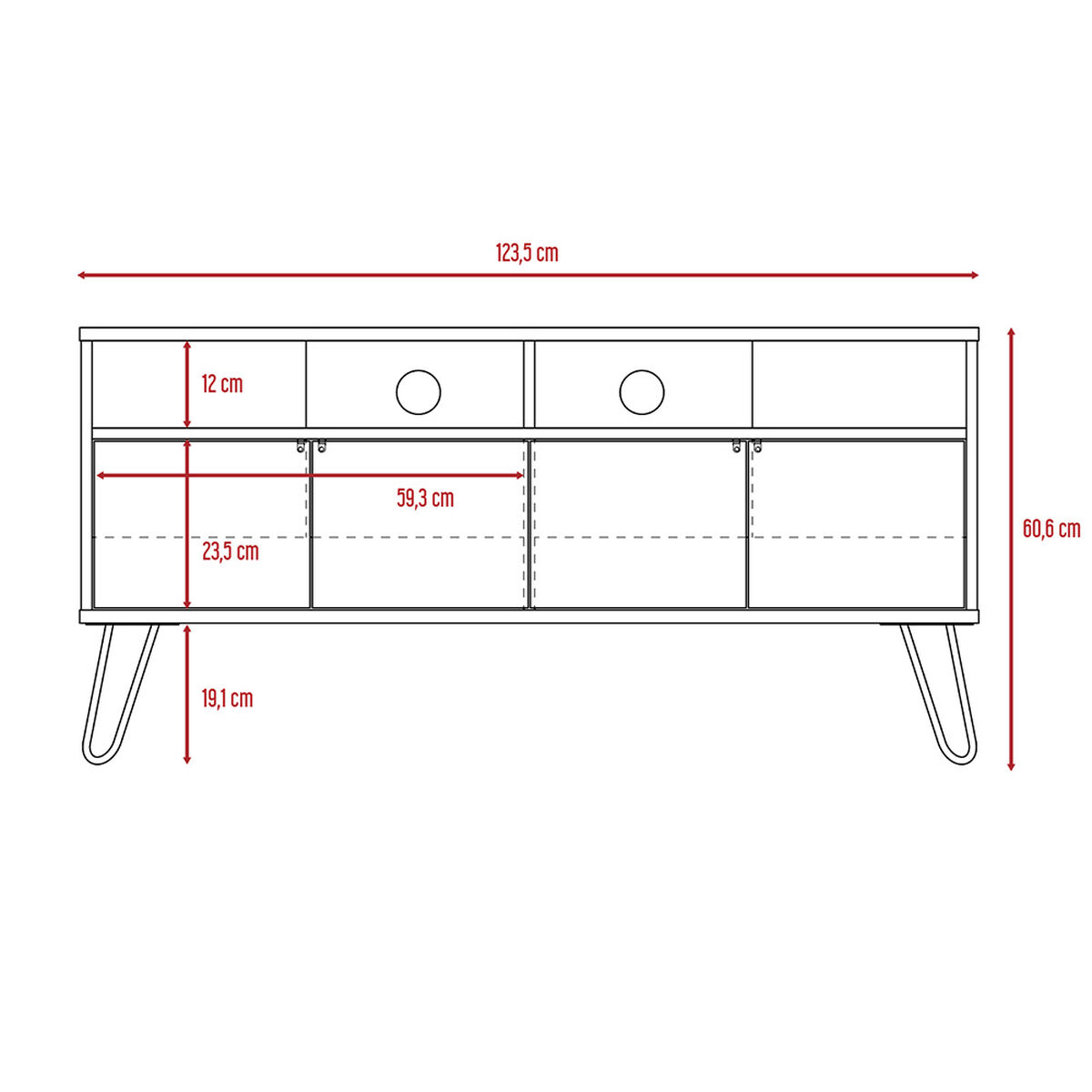 Combo Mesa de Centro + Rack + Buffet + Bar TuHome Vassel