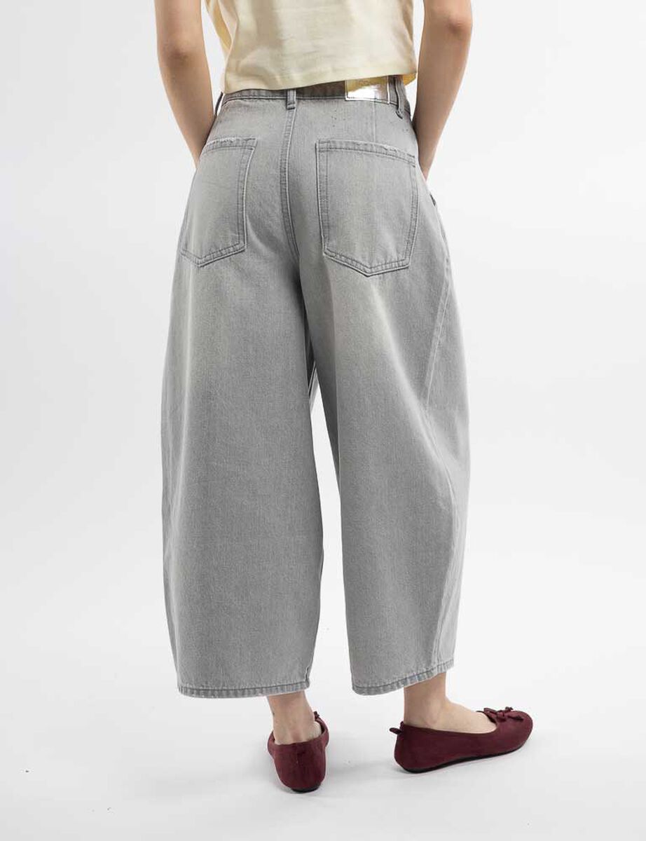 Jeans Barrel Leg Tiro Alto Mujer Icono