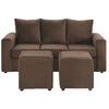 Sofá Bodevir Kendy Felpa 3 Cuerpos + Dos Pouf Cali Chocolate