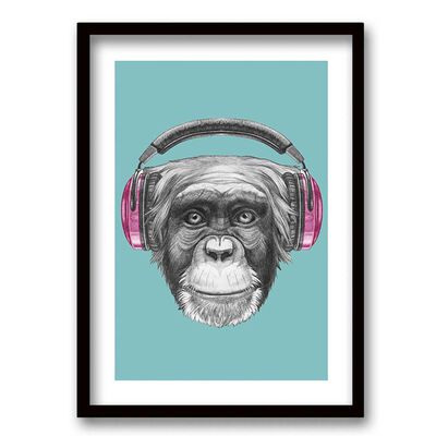 Imagen 1 del producto Cuadro Decorativo Retela Monkey Headphones 70 x 50 cm